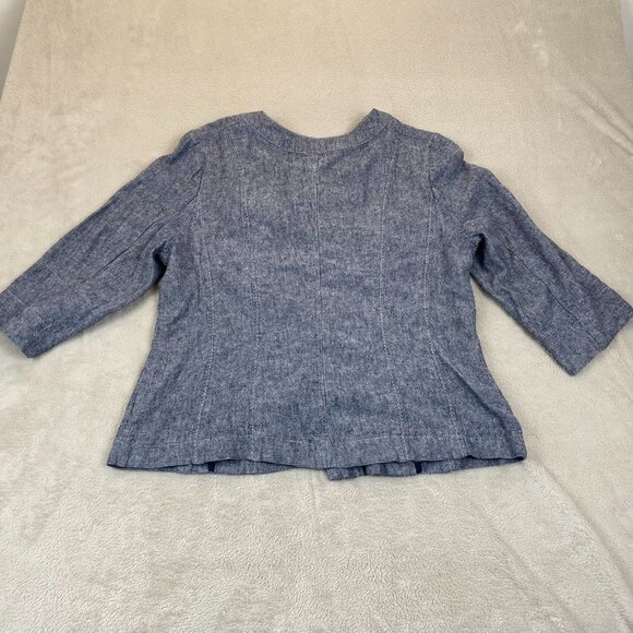 Chadwick's Women's Blazer Jacket Size 14 Linen Blend Blue Heather Button-Front - Picture 11 of 11